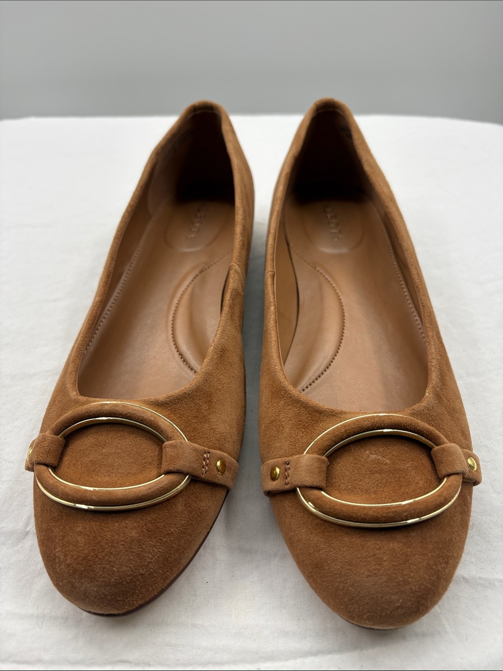 Talbots Havana Tan Madison Buckle Suede Ballet Flats. 8M. NWT. $139! - Picture 6 of 13